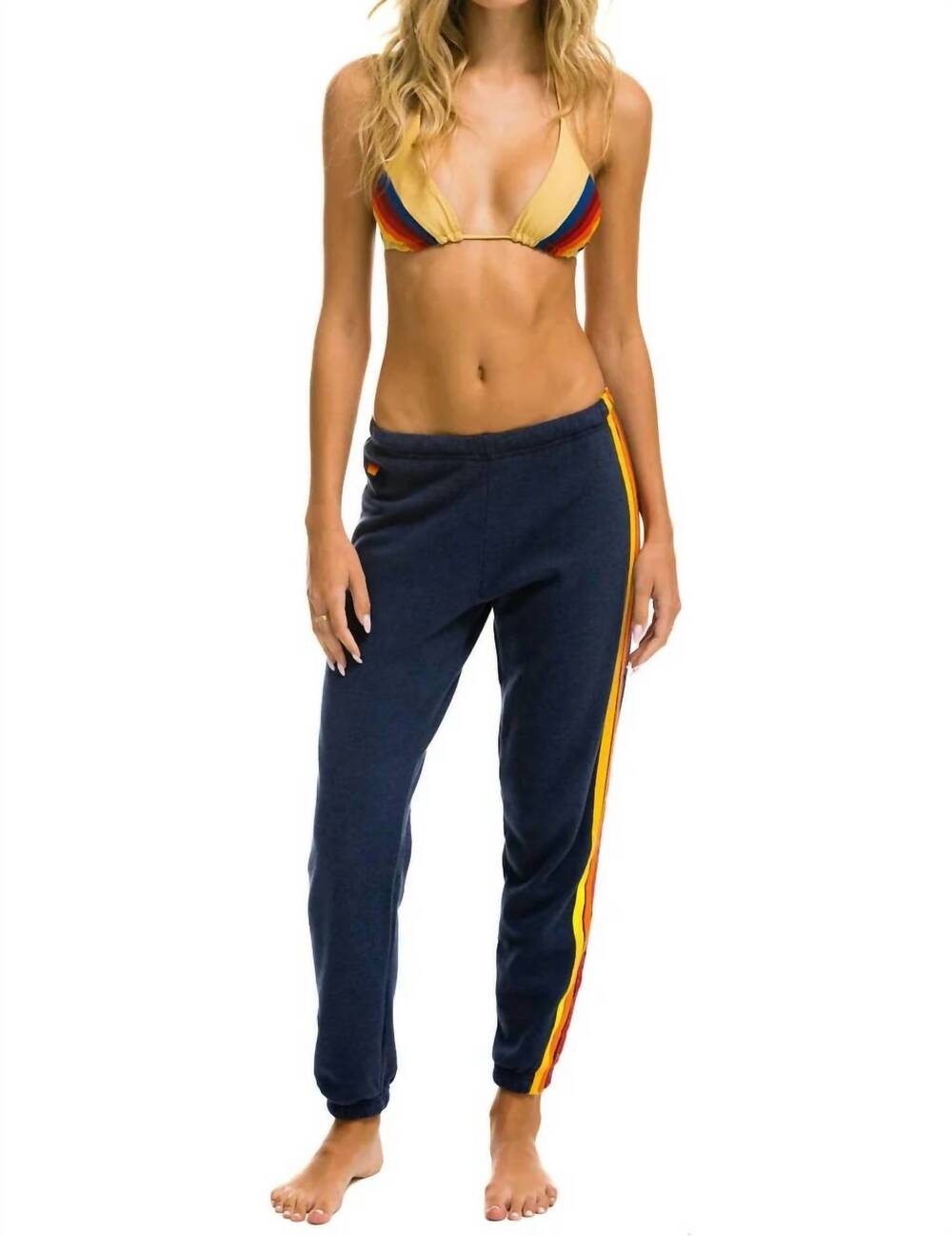 NEW AVIATOR NATION women's five stripe sweatpants in navy